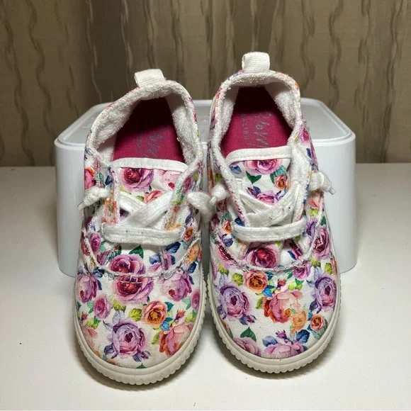 Blowfish Kid's Toddler 10 Classic Canvas White Pink Purple Floral Lined Shoes - Picture 5 of 14